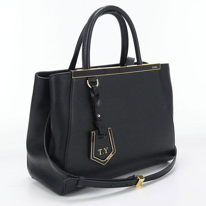 Fendi 8Bh253 Tote Bag Petit Two-Jour 2Way Handbag Leather Black Women