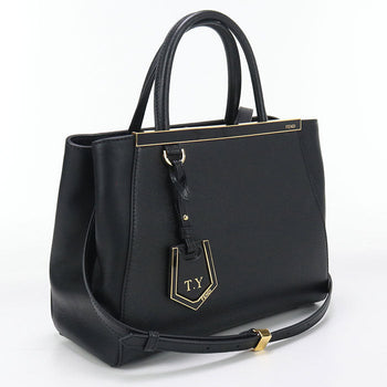 Fendi 8Bh253 Tote Bag Petit Two-Jour 2Way Handbag Leather Black Women