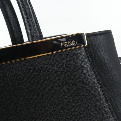 Fendi 8Bh253 Tote Bag Petit Two-Jour 2Way Handbag Leather Black Women