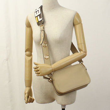 Fendi 8Bt287 Diagonal Shoulder Bag Leather Beige Women