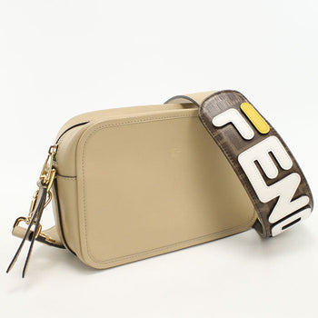 Fendi 8Bt287 Diagonal Shoulder Bag Leather Beige Women