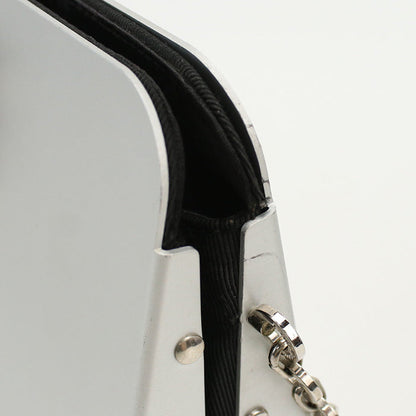 Ferragamo 21 6717 Chainshoulder Bag Gancini Diagonal Aluminum White Silver Women