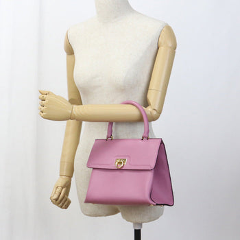 Ferragamo Fr89527 2Way Handbag Calfskin Pink Women