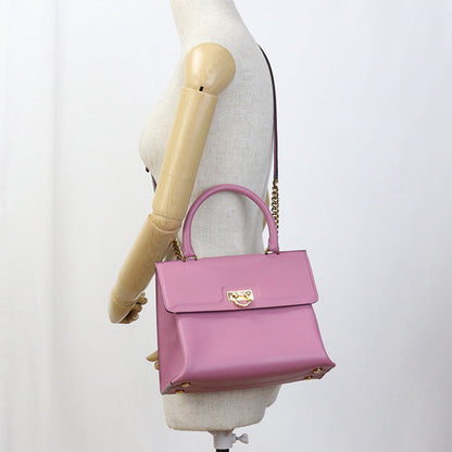 Ferragamo Fr89527 2Way Handbag Calfskin Pink Women