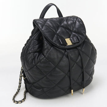 Ferragamo 21 F734 Backpack Vala Backpack Leather Black Women