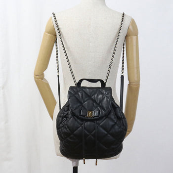 Ferragamo 21 F734 Backpack Vala Backpack Leather Black Women