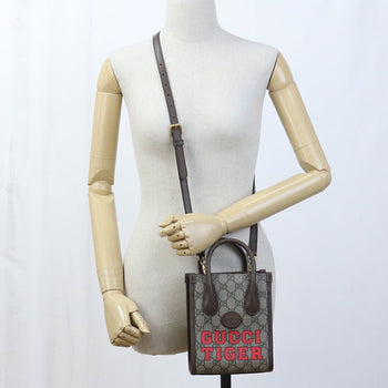 Gucci 671628 2Way Handbag Interlocking G Tote Bag Gg Supreme Beige Women