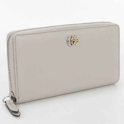 Gucci 790057 Zip Around Wallet Double G Pursezip Leather Gray Women