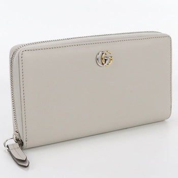 Gucci 790057 Zip Around Wallet Double G Pursezip Leather Gray Women