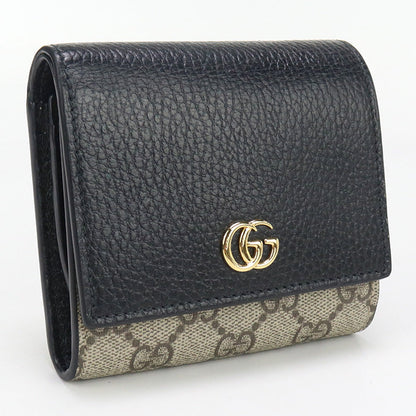 Gucci 598587 Bi-Fold Wallet Gg Marmont Double G Medium Wallet Gg Supreme Canvas, Leather Black Women