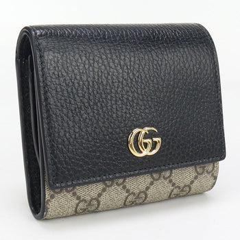 Gucci 598587 Bi-Fold Wallet Gg Marmont Double G Medium Wallet Gg Supreme Canvas, Leather Black Women