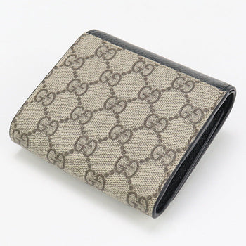 Gucci 598587 Bi-Fold Wallet Gg Marmont Double G Medium Wallet Gg Supreme Canvas, Leather Black Women