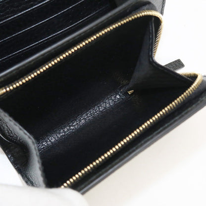 Gucci 598587 Bi-Fold Wallet Gg Marmont Double G Medium Wallet Gg Supreme Canvas, Leather Black Women