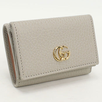 Gucci Gu88844 Tri-Fold Wallet Double G Leather Gray Women