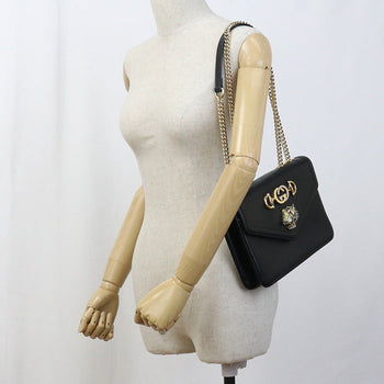 Gucci 537241 Shoulder Bag Raja Medium Chainshoulder Bag Leather Black Women