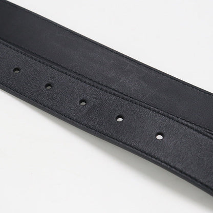 Gucci Gu88987 Reversible Slim Belt Double G Belt Leather Black Mens