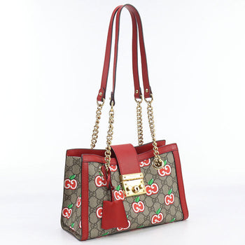 Gucci 498156 Shoulder Bag Padlock Gg Apple Chainshoulder Bag Gg Supreme Canvas, Leather Multicolor