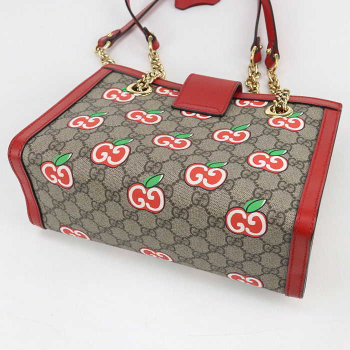 Gucci 498156 Shoulder Bag Padlock Gg Apple Chainshoulder Bag Gg Supreme Canvas, Leather Multicolor