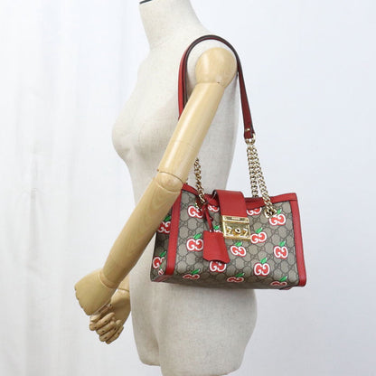Gucci 498156 Shoulder Bag Padlock Gg Apple Chainshoulder Bag Gg Supreme Canvas, Leather Multicolor