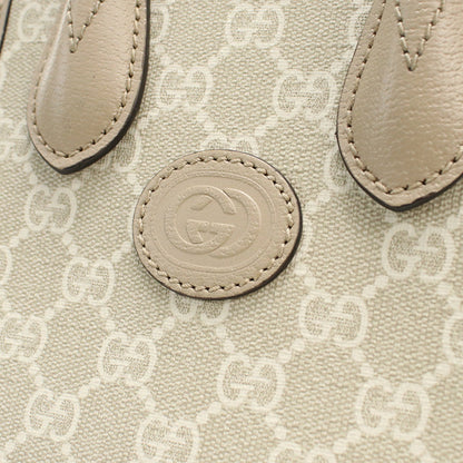 Gucci 671623 Tote Bag Interlocking G 2Way Mini Tote Bag Gg Supreme Canvas,Leather Beige Women