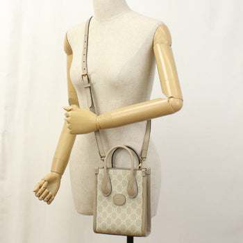 Gucci 671623 Tote Bag Interlocking G 2Way Mini Tote Bag Gg Supreme Canvas,Leather Beige Women
