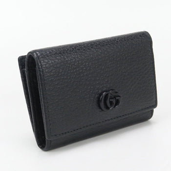 Gucci Gu90972 Tri-Fold Wallet Gg Marmont Three Fold Wallet Leather Black Women