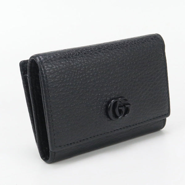 Gucci Gu90972 Tri-Fold Wallet Gg Marmont Three Fold Wallet Leather Black Women
