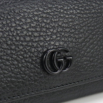Gucci Gu90972 Tri-Fold Wallet Gg Marmont Three Fold Wallet Leather Black Women