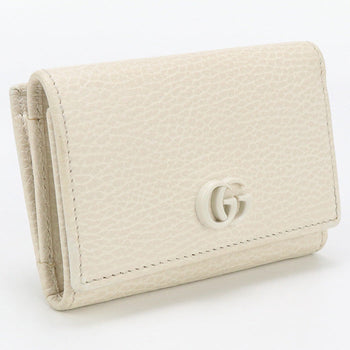 Gucci Gu92282 Gg Marmont Three Fold Wallet Leather White Women