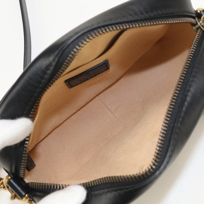 Gucci 447632 Shoulder Bag Gg Marmont Mini Camera Bag Leather Black Women