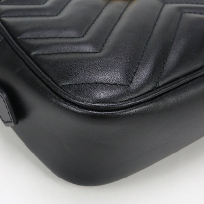 Gucci 447632 Shoulder Bag Gg Marmont Mini Camera Bag Leather Black Women