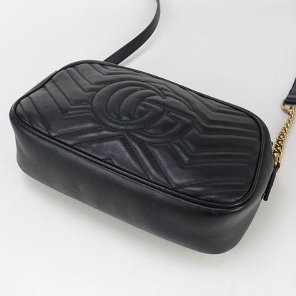 Gucci 447632 Shoulder Bag Gg Marmont Small Camera Bag Leather Black Women
