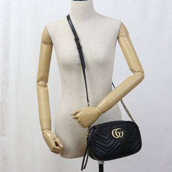 Gucci 447632 Shoulder Bag Gg Marmont Small Camera Bag Leather Black Women