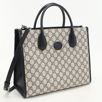 Gucci Gu93206 Small Interlocking G Tote Bag Pvc Navy Women
