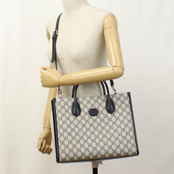 Gucci Gu93206 Small Interlocking G Tote Bag Pvc Navy Women