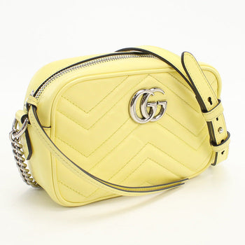 Gucci 448065 Shoulder Bag Gg Marmont Mini Camera Bag Quilted Leather Yellow Women