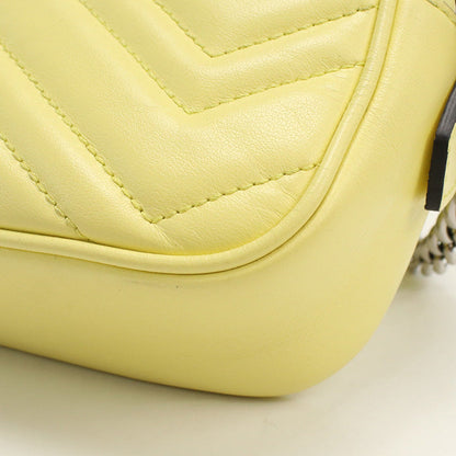 Gucci 448065 Shoulder Bag Gg Marmont Mini Camera Bag Quilted Leather Yellow Women