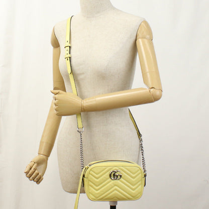 Gucci 448065 Shoulder Bag Gg Marmont Mini Camera Bag Quilted Leather Yellow Women