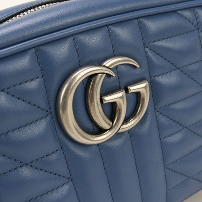 Gucci 447632 Gg Marmont Small Camera Bag Shoulder Bag Leather Blue Women