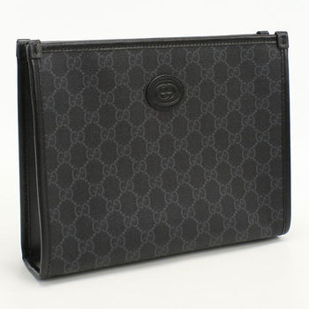 Gucci 672956 Interlocking G Clutch Bag Gg Supreme Black Mens