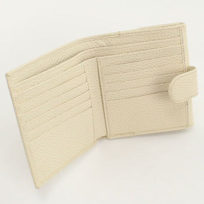 Gucci 615525 Cao0G 9522 Bi-Fold Wallet Tallarcalf Interlocking G W Hook Wallet Leather White Women