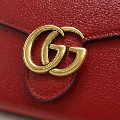 Gucci 401232 Gg Marmont Chain Wallet Leather Red Women