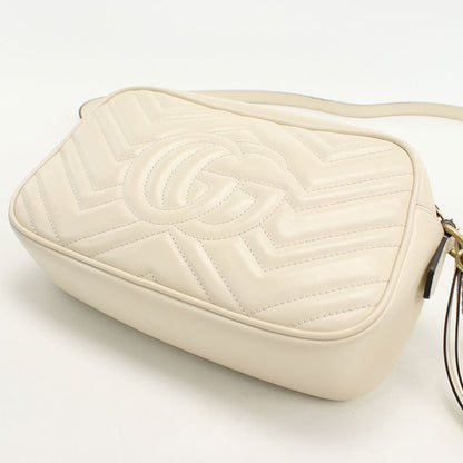 Gucci 447632 Small Camera Bag Gg Marmont Shoulder Bag Leather White Women