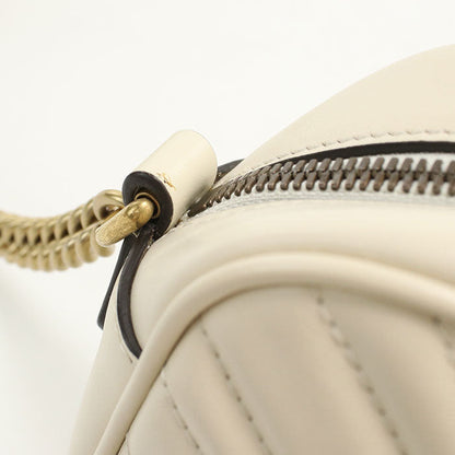Gucci 447632 Small Camera Bag Gg Marmont Shoulder Bag Leather White Women