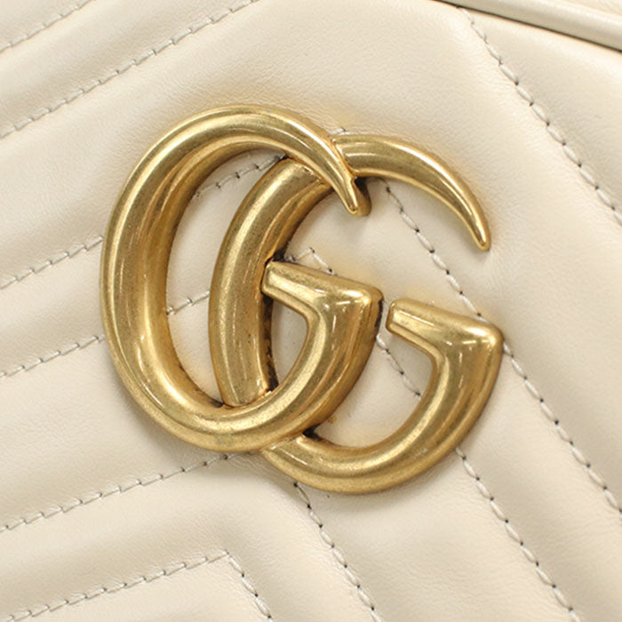 Gucci 447632 Small Camera Bag Gg Marmont Shoulder Bag Leather White Women