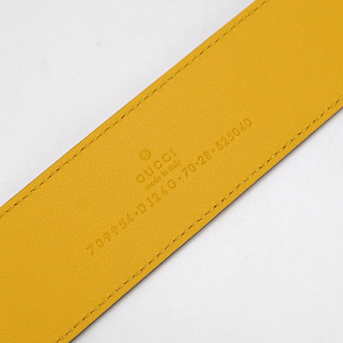 Gucci 709954 G Buckle Two-Tone Belt Belt Leather Blue Unisex