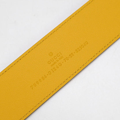 Gucci 709954 G Buckle Two-Tone Belt Belt Leather Blue Unisex