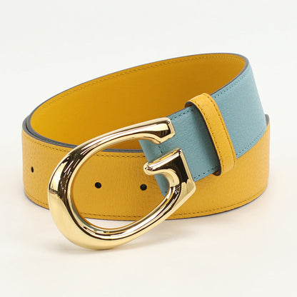 Gucci 709954 By Color G Buckle Belt Leather Blue Unisex