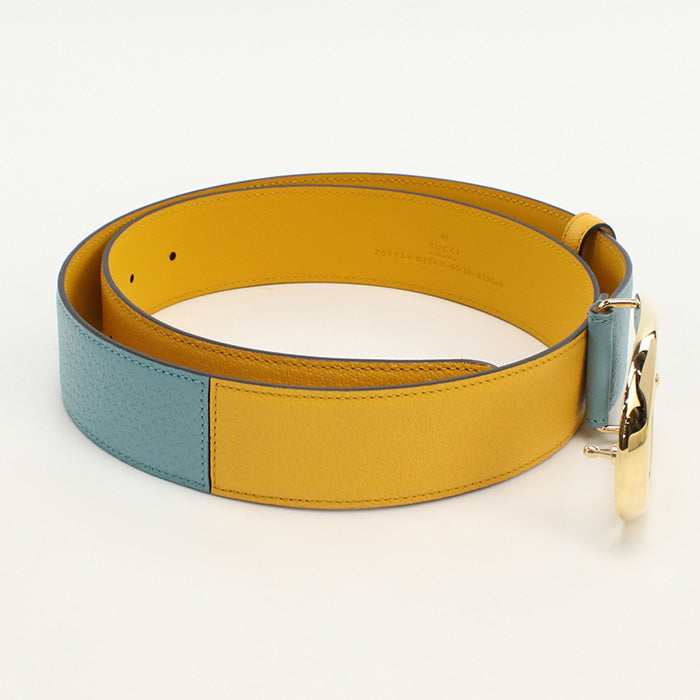 Gucci 709954 By Color G Buckle Belt Leather Blue Unisex