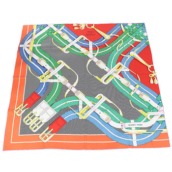 Hermes Calle 90 Scarf Silk Orange Unisex